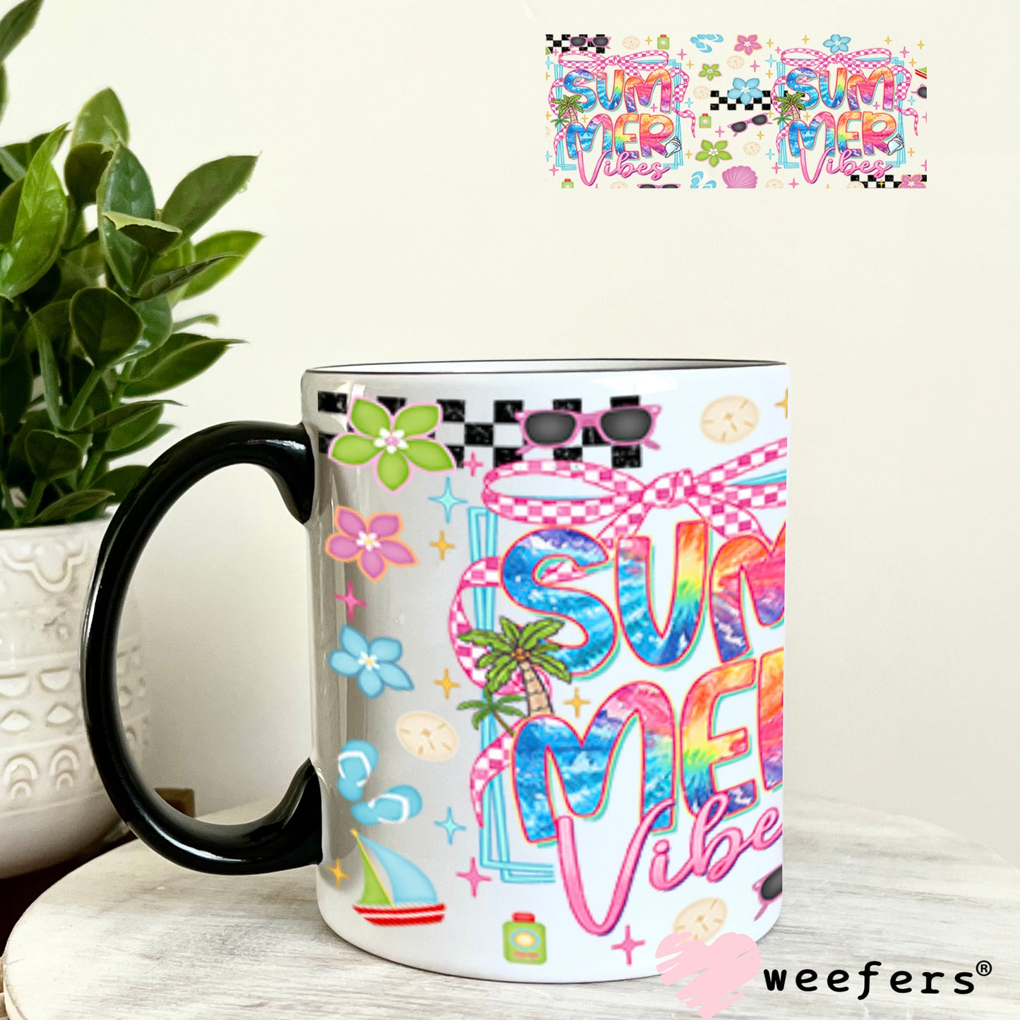 Summer Vibes Favorite Things UV DTF Cup Wrap - Weefers Exclusive Wrap 11oz Coffee Mug Cup Wrap Weefers
