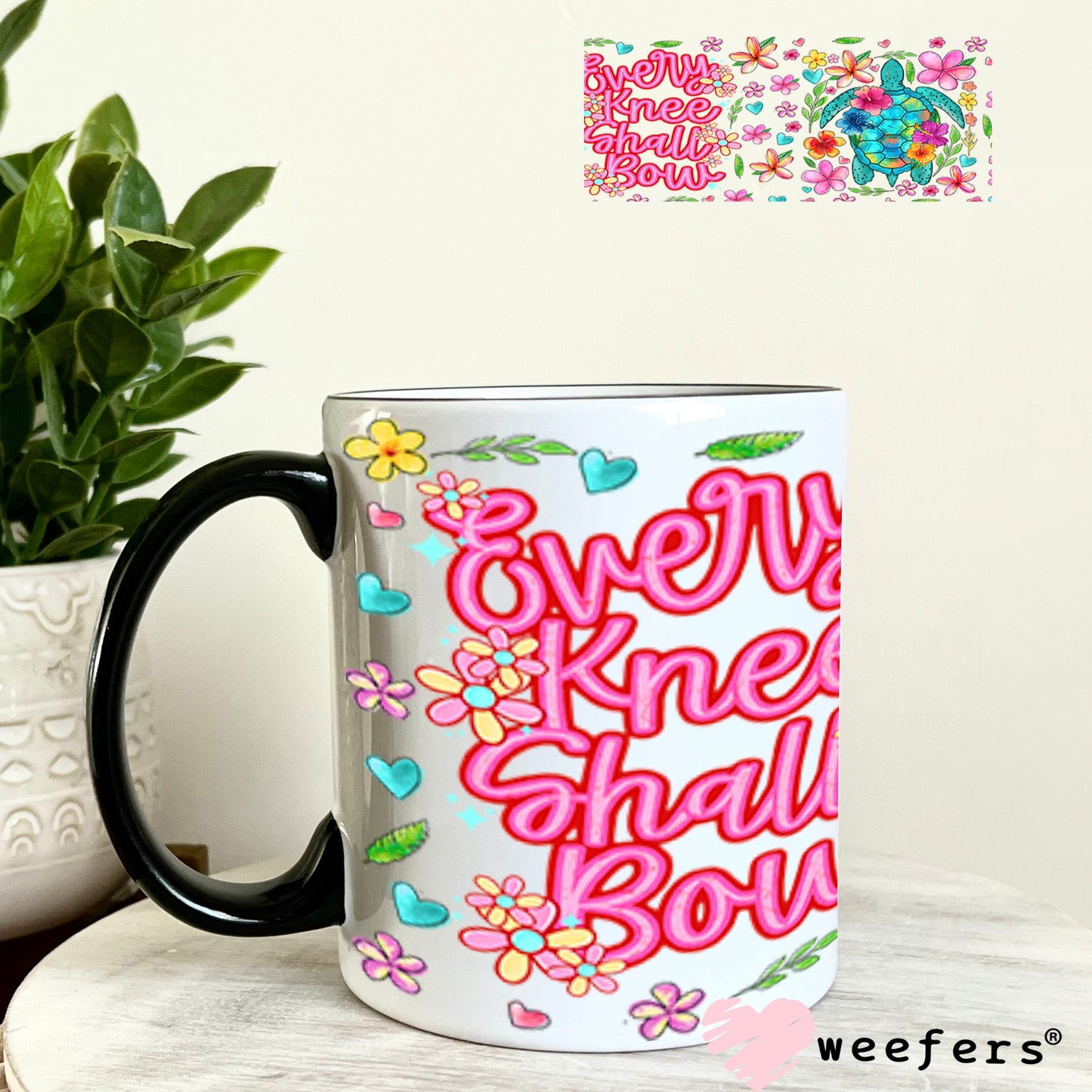 Every Knee Shall Bow Turtle UV DTF Cup Wrap - Weefers Exclusive Wrap 11oz Coffee Mug Cup Wrap Weefers
