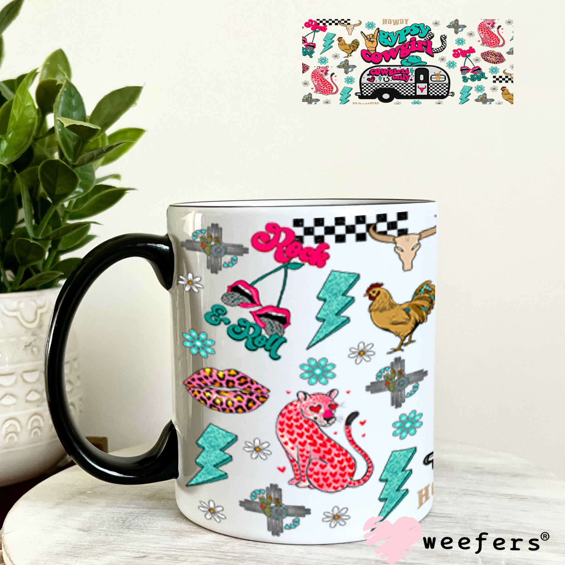 Gypsy Cowgirl UV DTF Cup Wrap - Weefers Exclusive Wrap 11oz Coffee Mug Cup Wrap Weefers