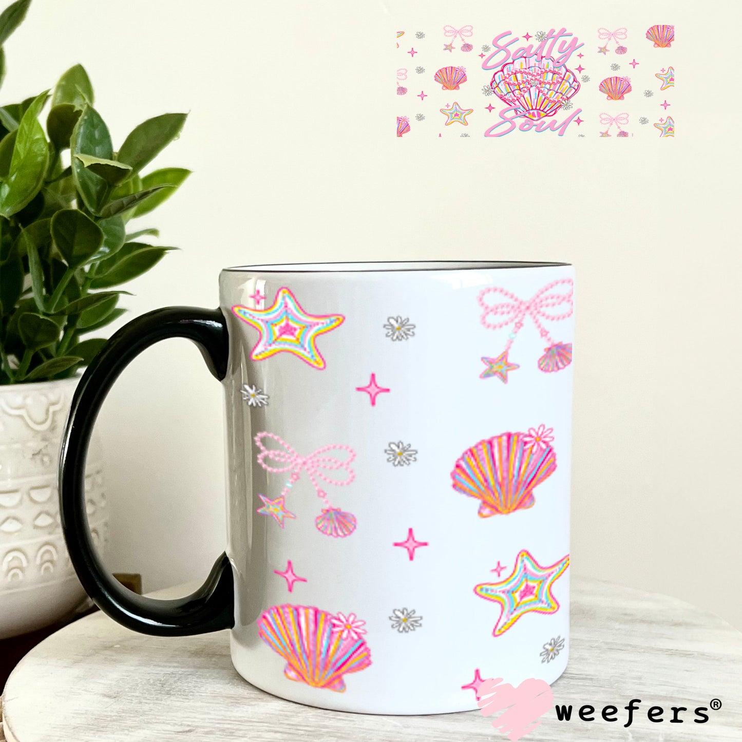 Pink Salty Soul UV DTF Cup Wrap - Weefers Exclusive Wrap 11oz Coffee Mug Cup Wrap Weefers