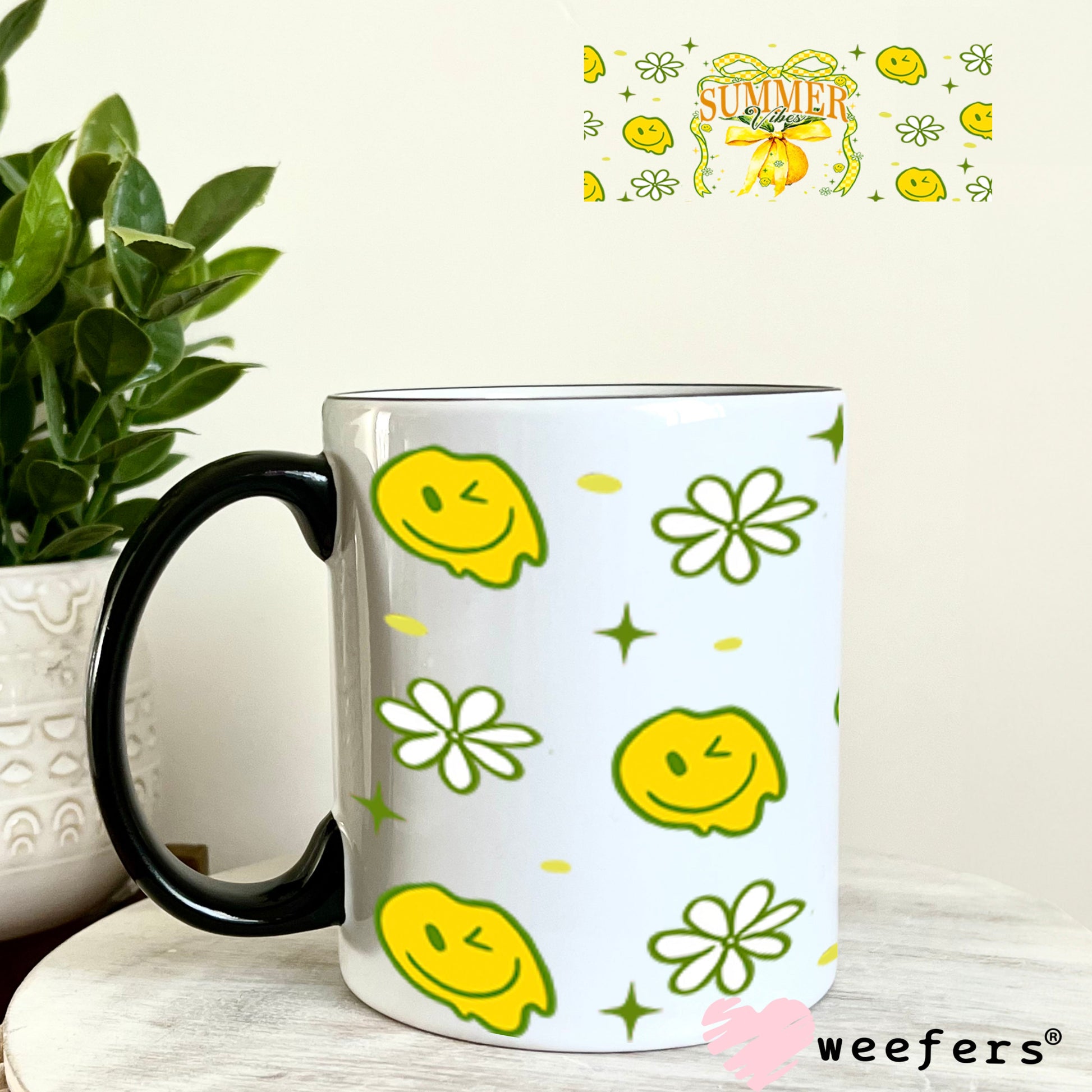 Summer Vibes Lemons UV DTF Cup Wrap - Weefers Exclusive Wrap 11oz Coffee Mug Cup Wrap Weefers