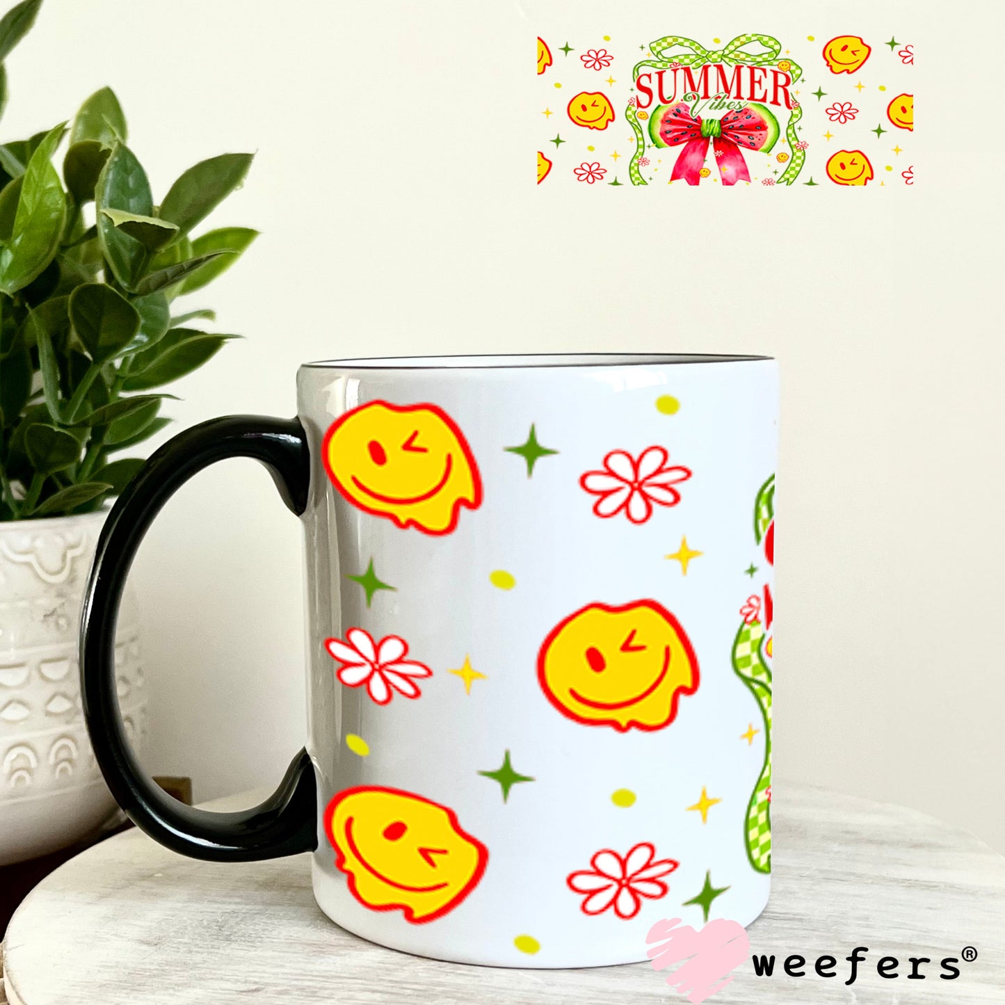 Summer Vibes Watermelon UV DTF Cup Wrap - Weefers Exclusive Wrap 11oz Coffee Mug Cup Wrap Weefers