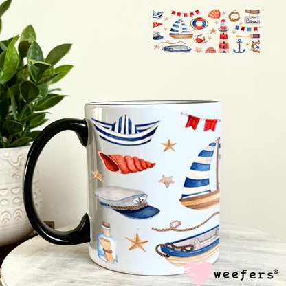 Nautical Theme UV DTF Cup Wrap - Weefers Exclusive Wrap 11oz Coffee Mug Cup Wrap Weefers
