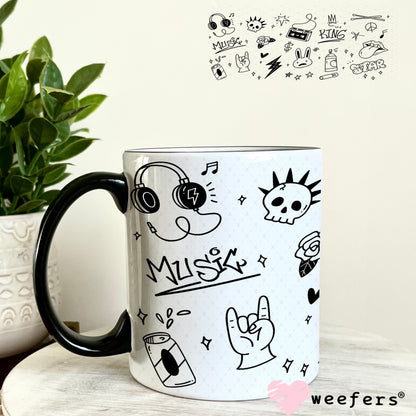 Retro Graffiti UV DTF Cup Wrap - Weefers Exclusive Wrap 11oz Coffee Mug Weefers