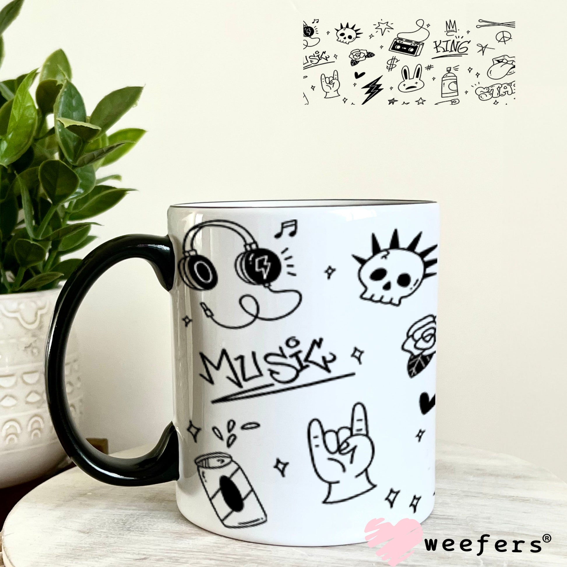 Retro Graffiti UV DTF Cup Wrap - Weefers Exclusive Wrap 11oz Coffee Mug Cup Wrap Weefers