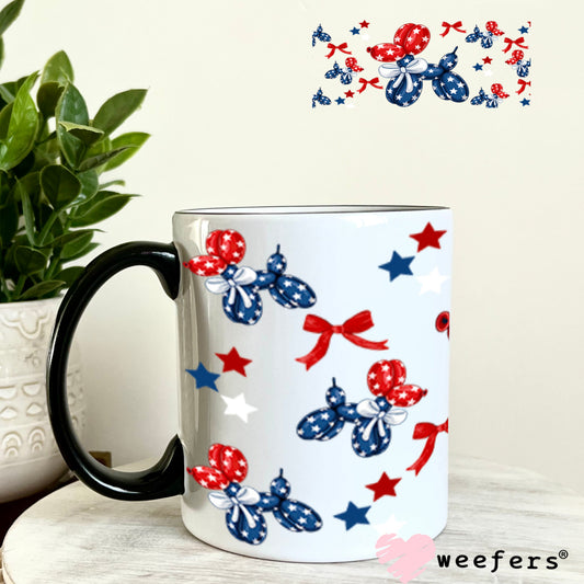 USA Patriot Balloon Dog UV DTF Cup Wrap - Weefers Exclusive Wrap 11oz Coffee Mug Cup Wrap Weefers