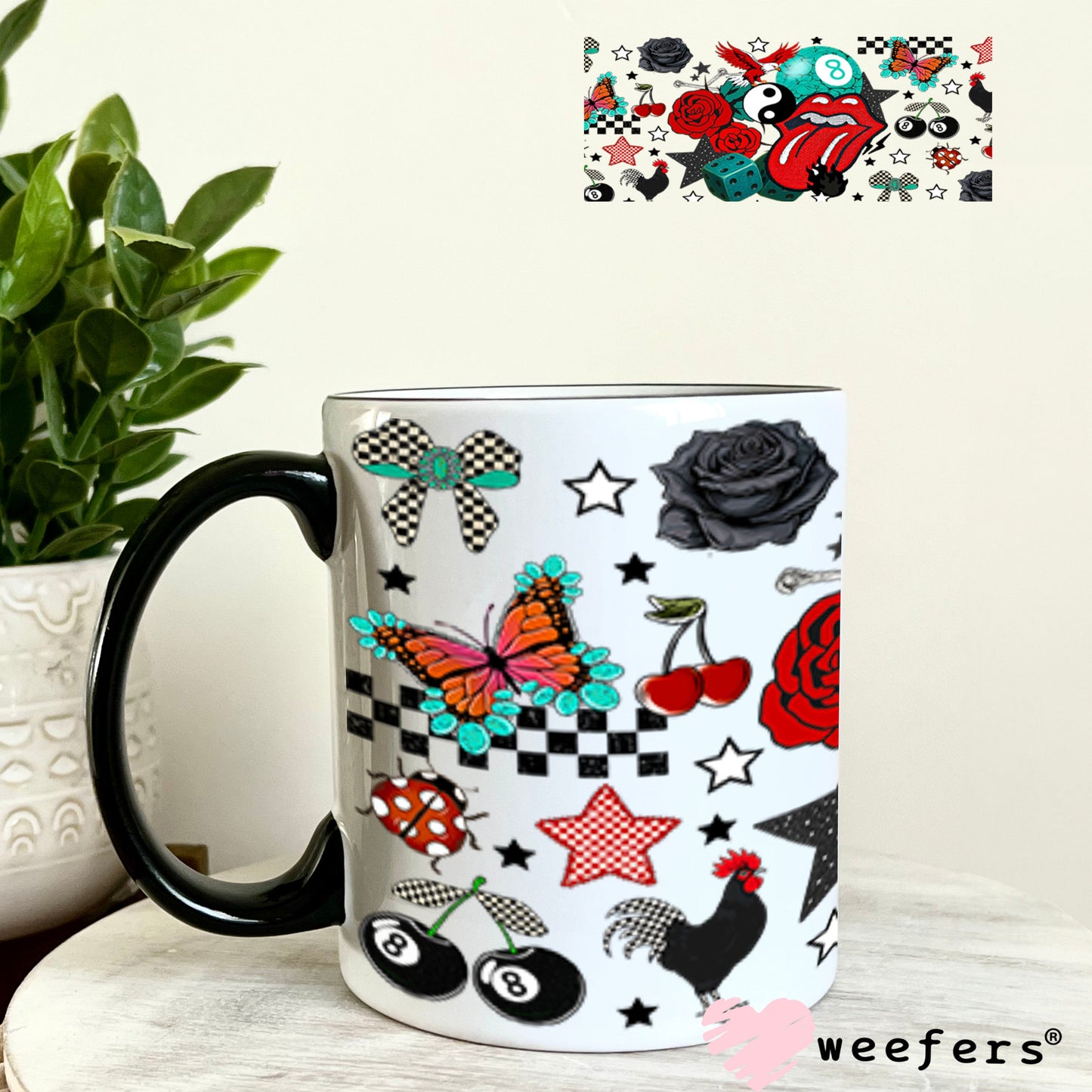 Ying Yang RS Tongue UV DTF Cup Wrap - Weefers Exclusive Wrap 11oz Coffee Mug Cup Wrap Weefers