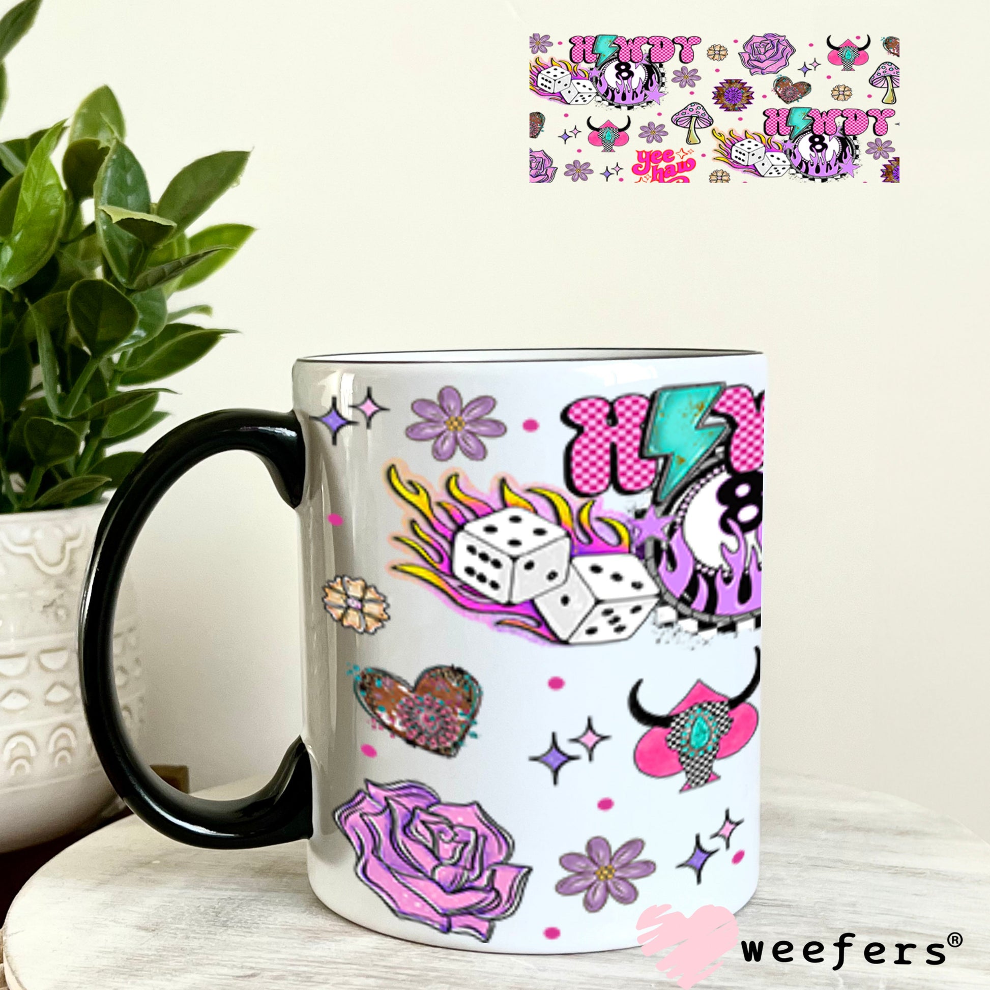 Howdy Purple Eightball UV DTF Cup Wrap - Weefers Exclusive Wrap 11oz Coffee Mug Cup Wrap Weefers