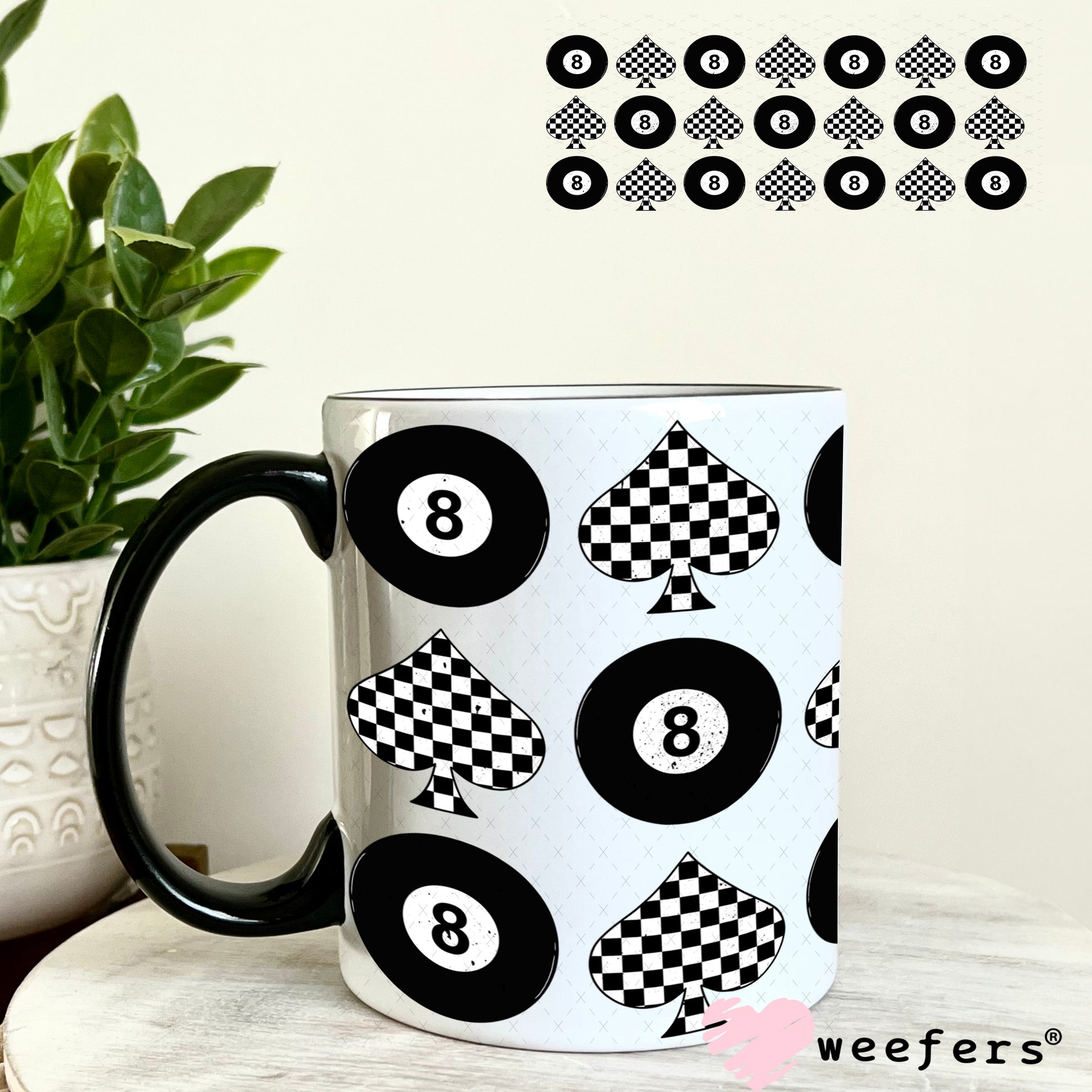 Spade Checkered UV DTF Cup Wrap - Weefers Exclusive Wrap 11oz Coffee Mug Weefers
