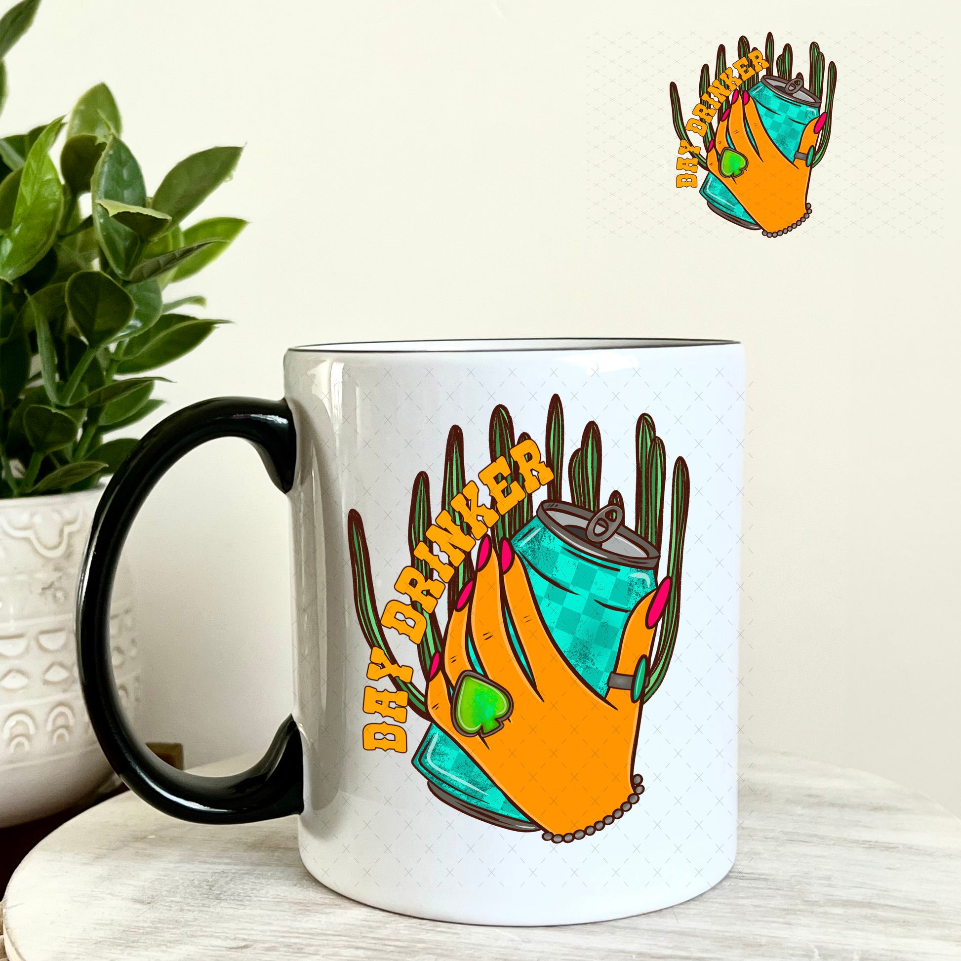 Day Drinker UV DTF Decal 11oz Coffee Mug Weefers