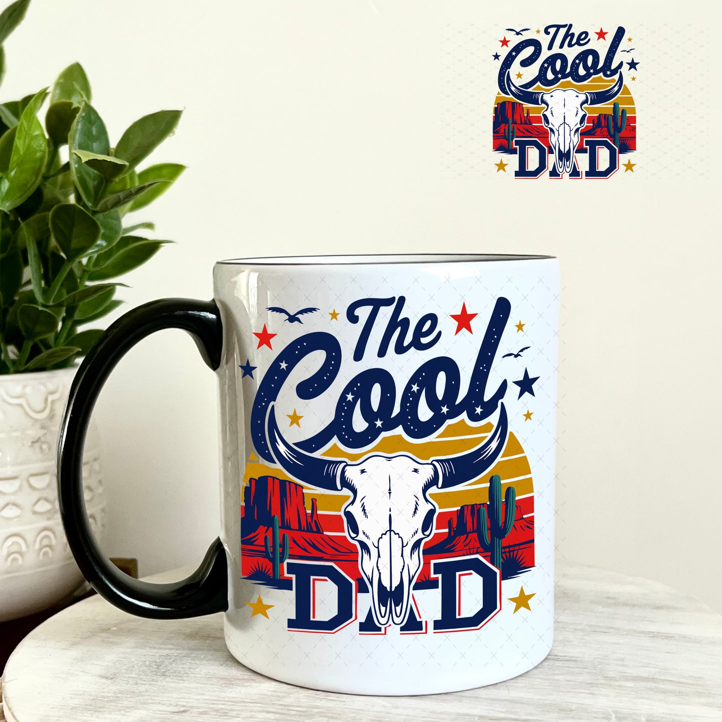 The Cool Dad Blue UV DTF Decal 11oz Coffee Mug Weefers