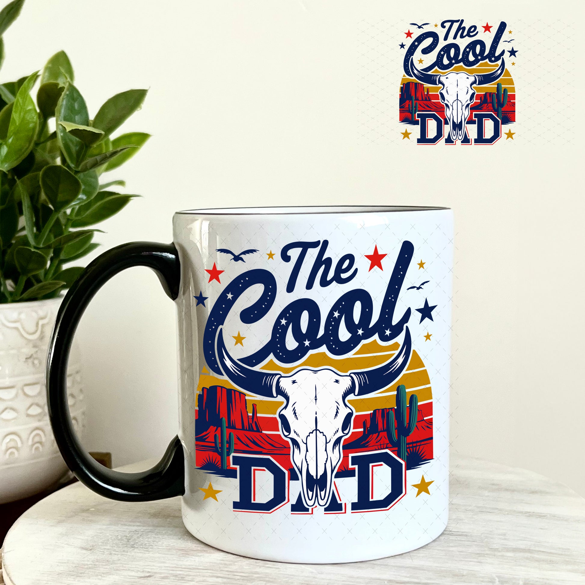 The Cool Dad Blue UV DTF Decal 11oz Coffee Mug Weefers