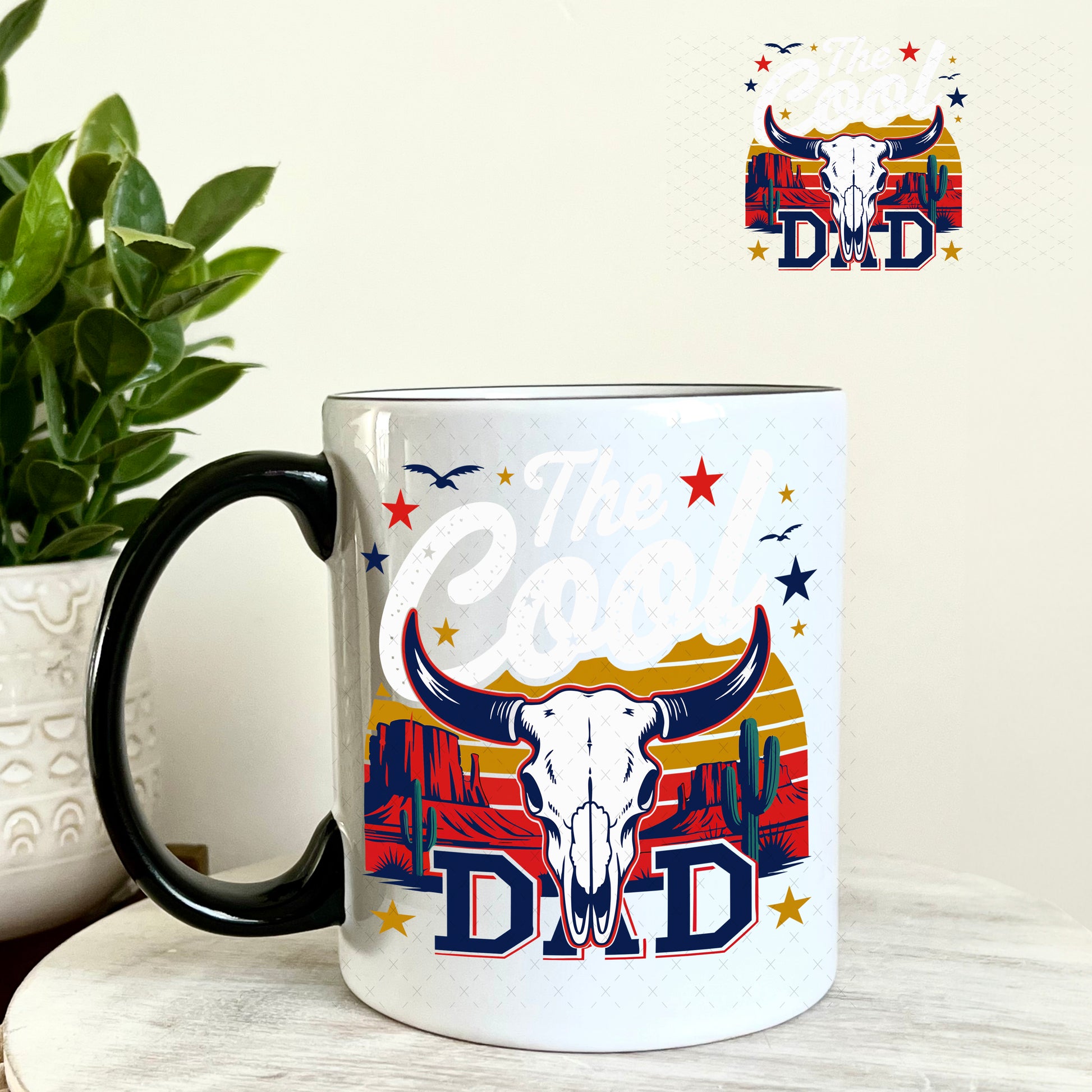 The Cool Dad White UV DTF Decal 11oz Coffee Mug Weefers