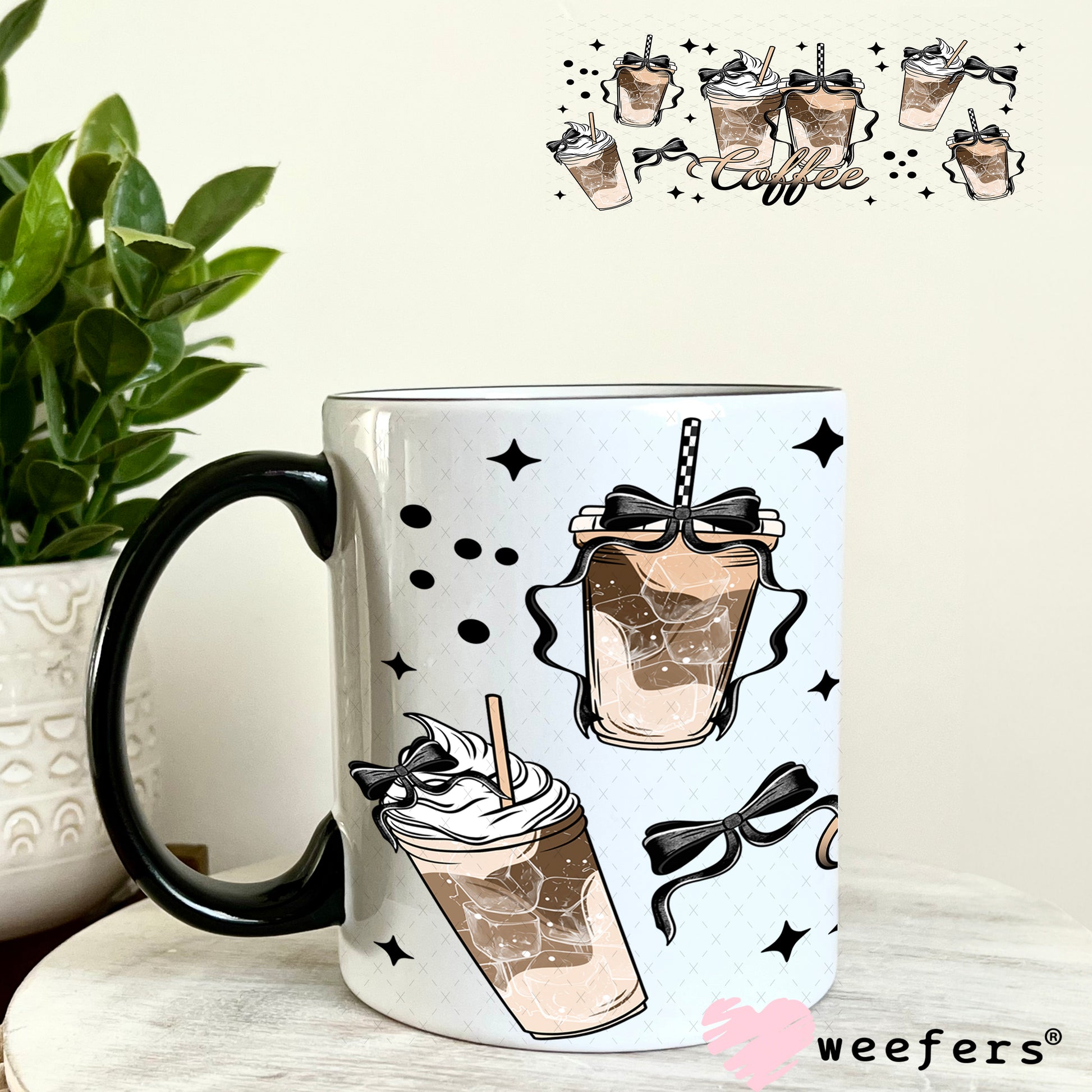 Coquette Coffee Latte's UV DTF Cup Wrap 11oz Coffee Mug Weefers