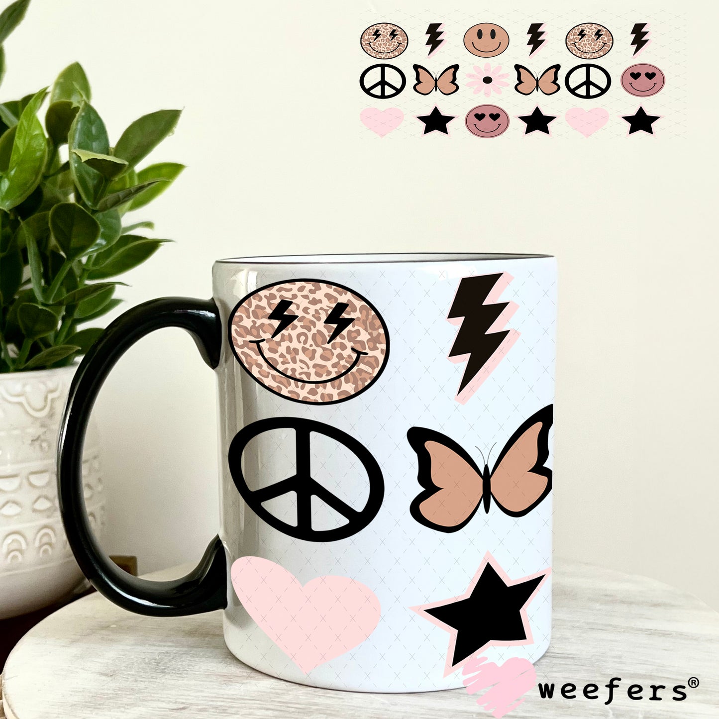 Neutral Smile Faces UV DTF Cup Wrap - Weefers Exclusive Wrap 11oz Coffee Mug Weefers