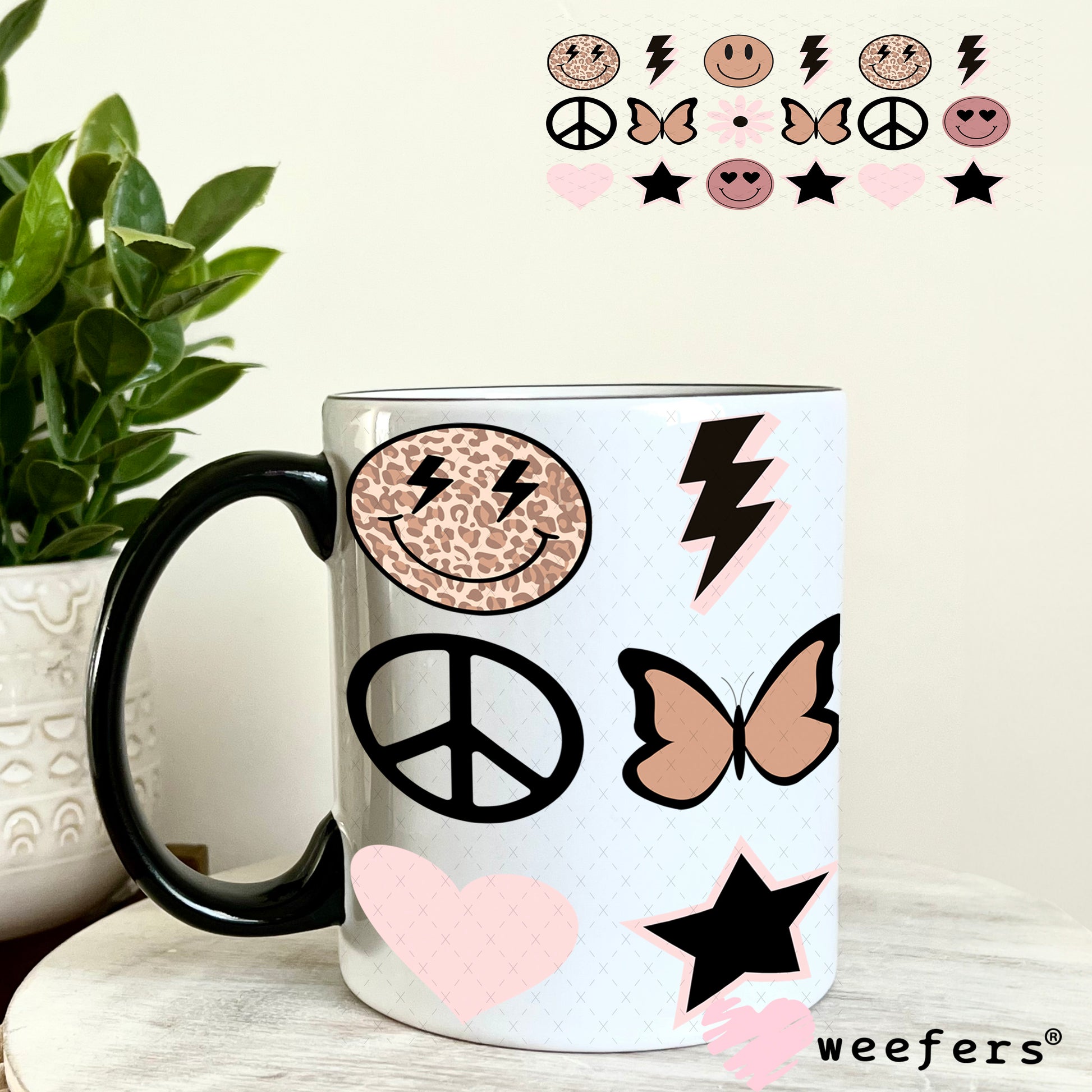 Neutral Smile Faces UV DTF Cup Wrap - Weefers Exclusive Wrap 11oz Coffee Mug Weefers