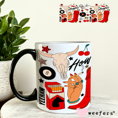 Howdy Red Boots UV DTF Cup Wrap - Weefers Exclusive Wrap 11oz Coffee Mug Weefers