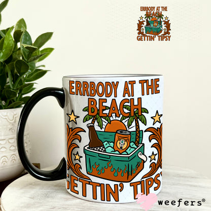 Errbody at The Beach Gettin' Tipsy UV DTF Decal 11oz Coffee Mug Weefers