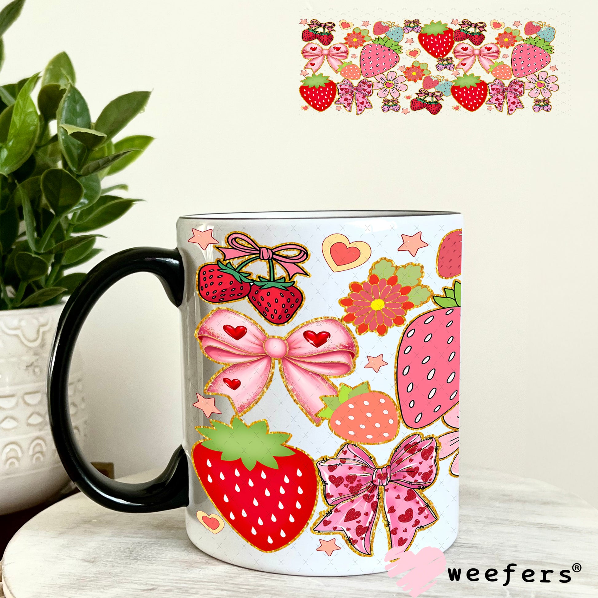 Strawberry Fields UV DTF Cup Wrap - Weefers Exclusive Wrap 11oz Coffee Mug Weefers