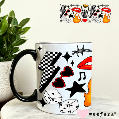 Rock and Roll Red Lip Bite UV DTF Cup Wrap - Weefers Exclusive Wrap 11oz Coffee Mug Weefers