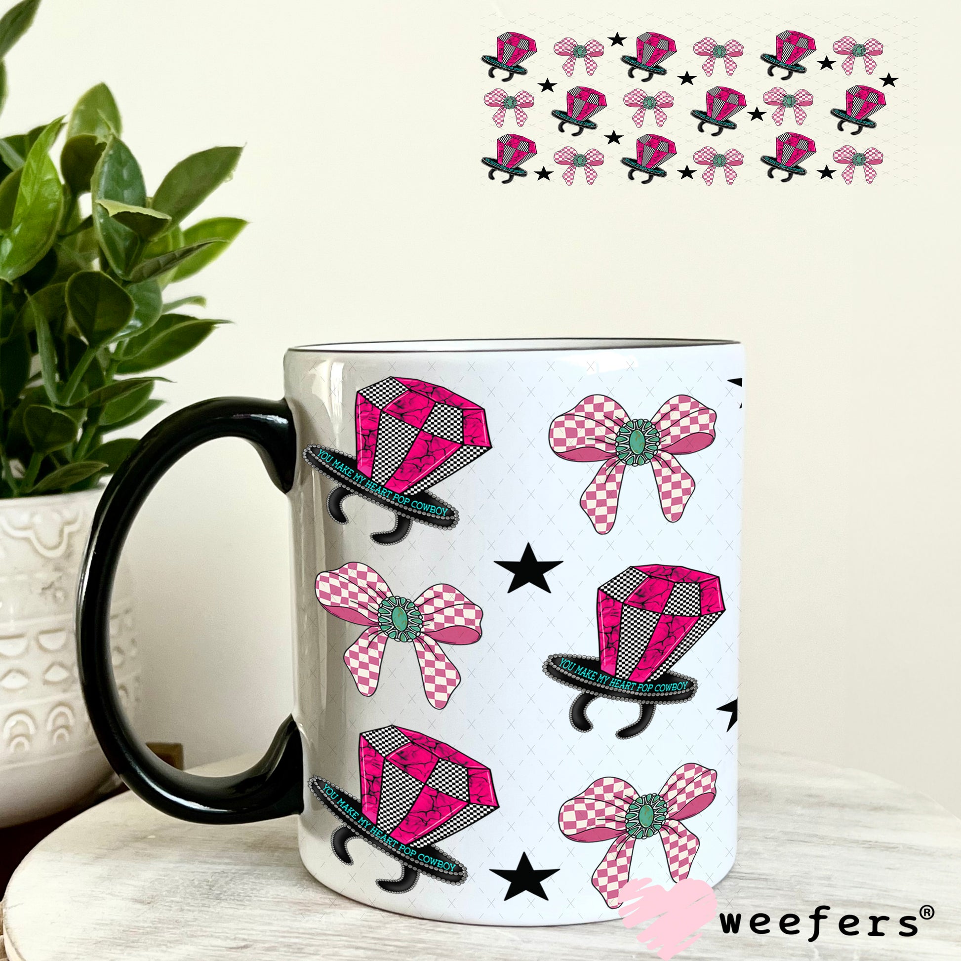 Magenta Ring Pops and Bows UV DTF Cup Wrap - Weefers Exclusive Wrap 11oz Coffee Mug Weefers