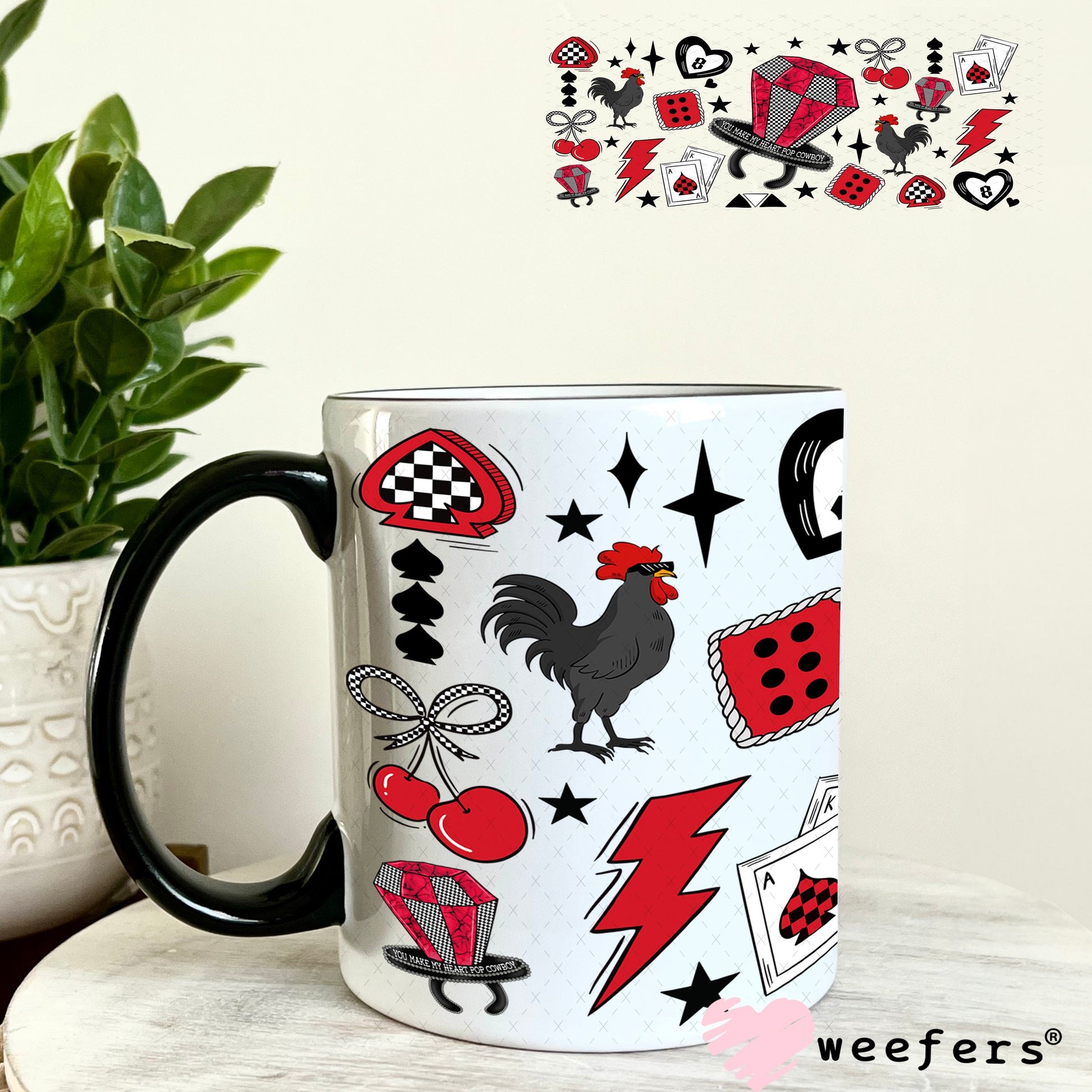 Red Ring Pop and Heart Eightballs UV DTF Cup Wrap - Weefers Exclusive Wrap 11oz Coffee Mug Weefers