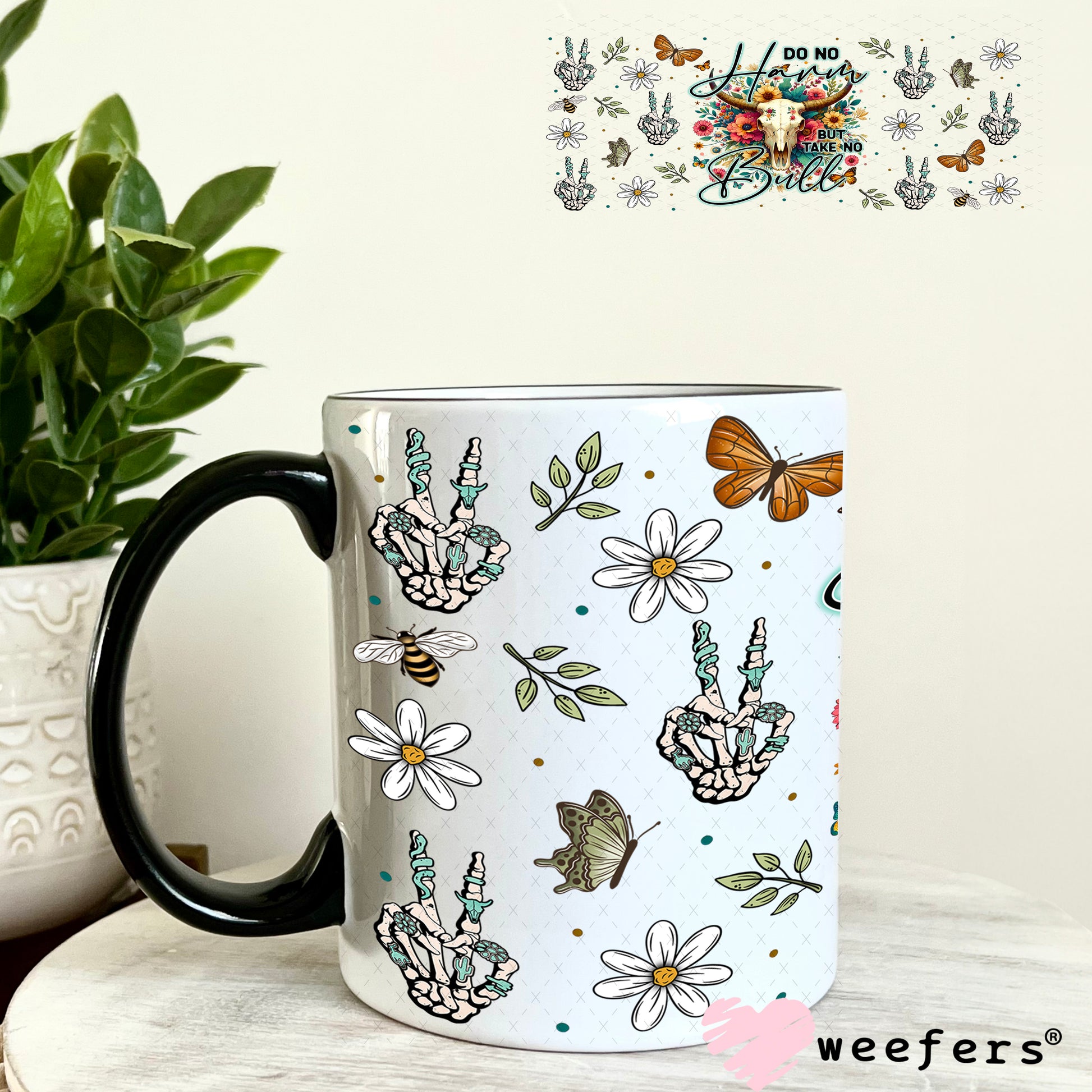 Do No Harm But Take No Bull UV DTF Cup Wrap - Weefers Exclusive Wrap 11oz Coffee Mug Weefers