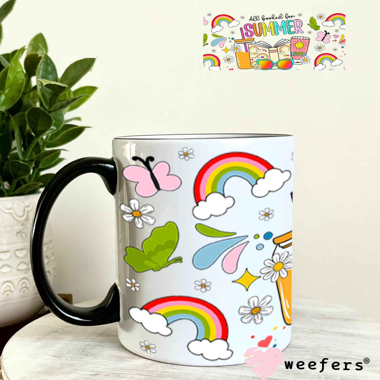 All Booked for Summer UV DTF Cup Wrap - Weefers Exclusive Wrap 11oz Coffee Mug Cup Wrap Weefers