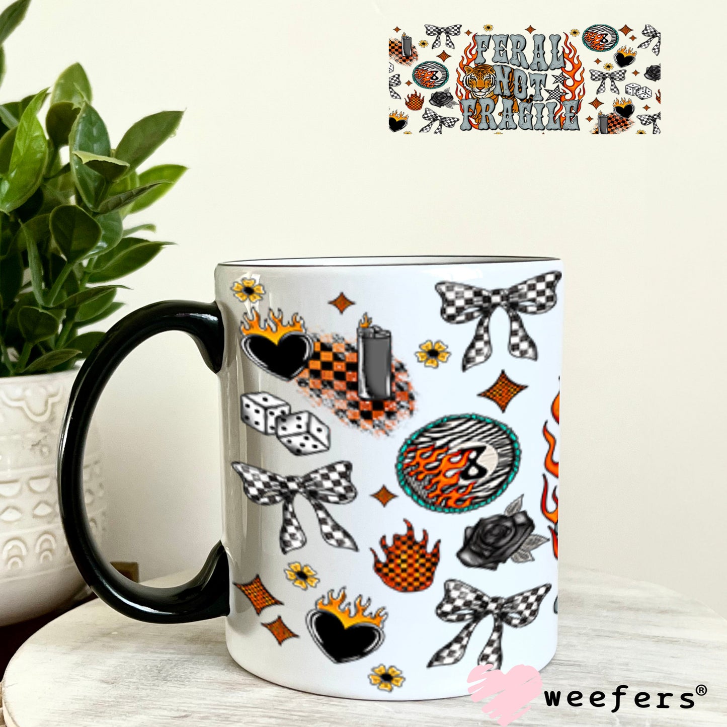 Feral Not Fragile UV DTF Cup Wrap - Weefers® Exclusive 11oz Coffee Mug Cup Wrap Weefers