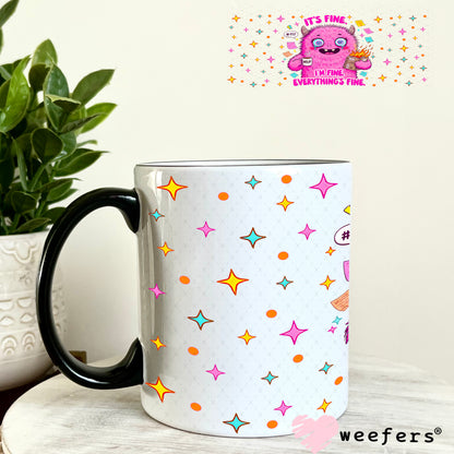 It's Fine I'm Fine Everything is Fine Pink Monster UV DTF Cup Wrap - Weefers Exclusive Wrap 11oz Coffee Mug Weefers