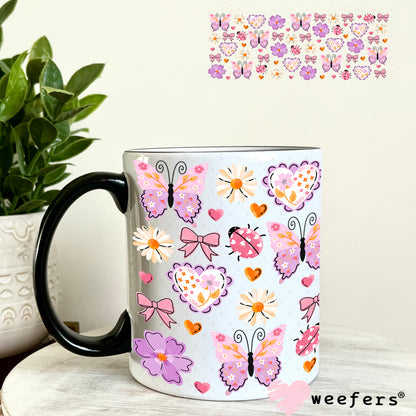 Purple Butterflies and Cream Flowers UV DTF Cup Wrap 11oz Coffee Mug Weefers