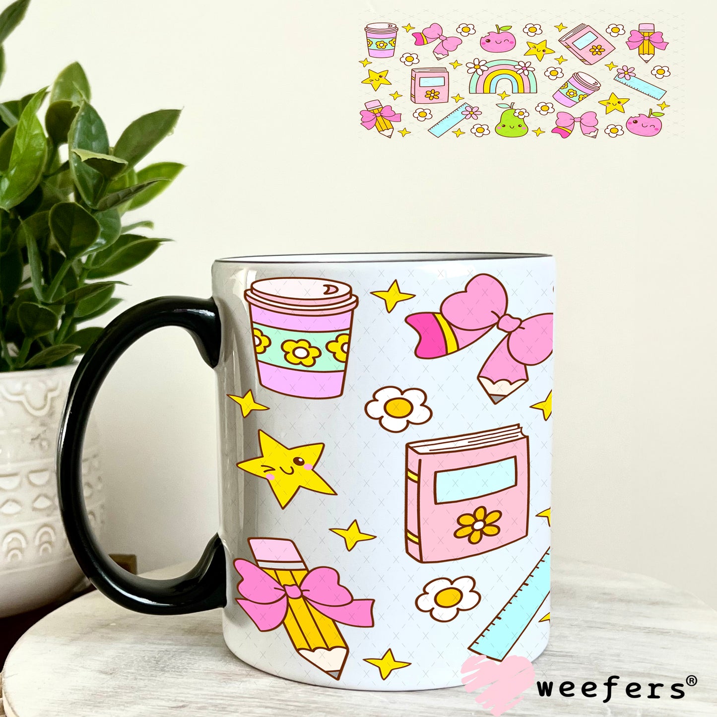 School Days and Teacher Favorite Things UV DTF Cup Wrap 11oz Coffee Mug Weefers