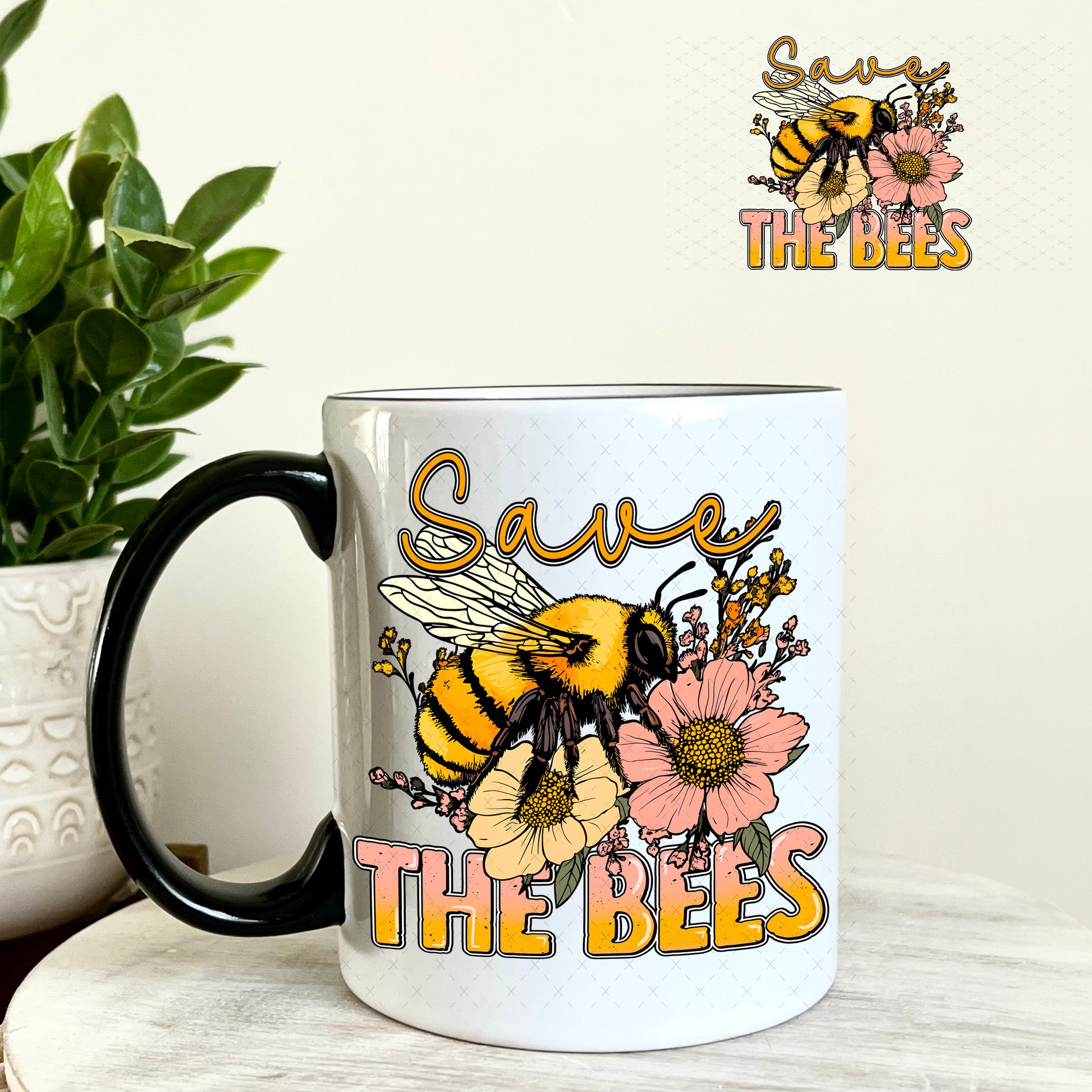 Save the Bees UV DTF Decal 11oz Coffee Mug Weefers