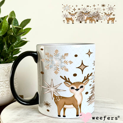 Brown Reindeer Christmas UV DTF Cup Wrap 11oz Coffee Mug Weefers