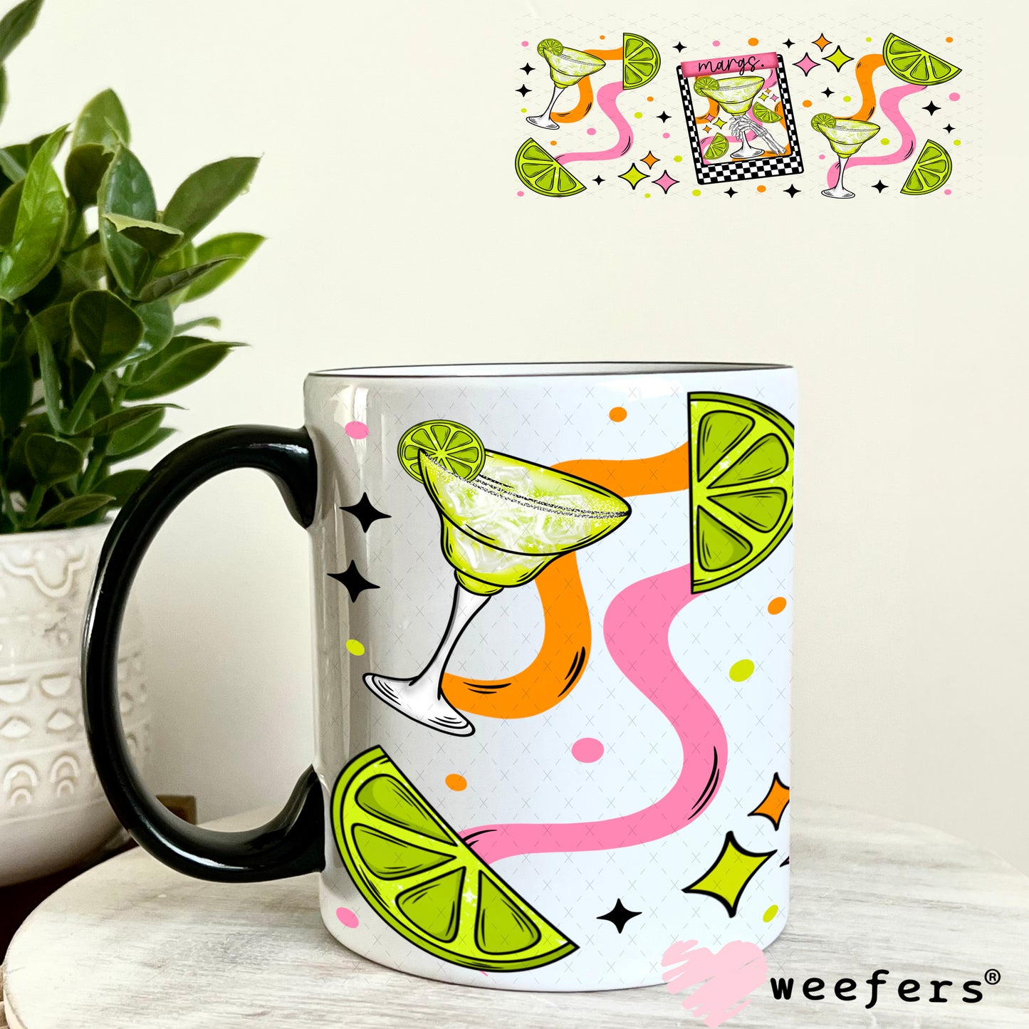 Limes and Margaritas UV DTF Cup Wrap 11oz Coffee Mug Weefers