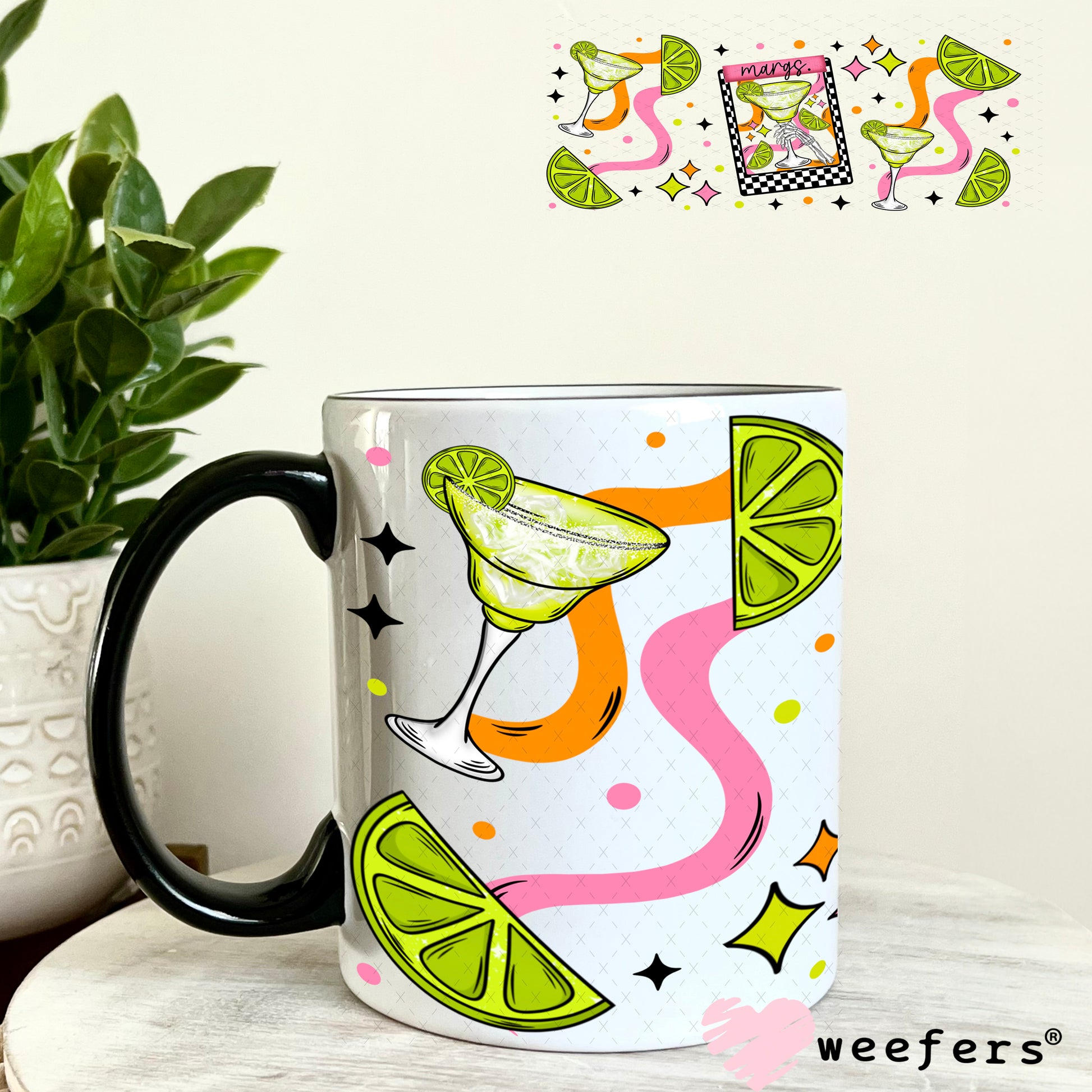 Limes and Margaritas UV DTF Cup Wrap 11oz Coffee Mug Weefers