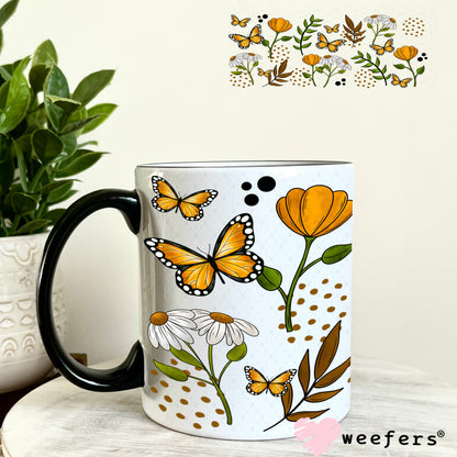 Butterflies and Daisies UV DTF Cup Wrap 11oz Coffee Mug Weefers