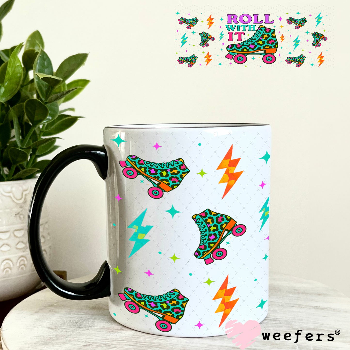 Roll With It Skates UV DTF Cup Wrap- Weefers Exclusive 11oz Coffee Mug Weefers