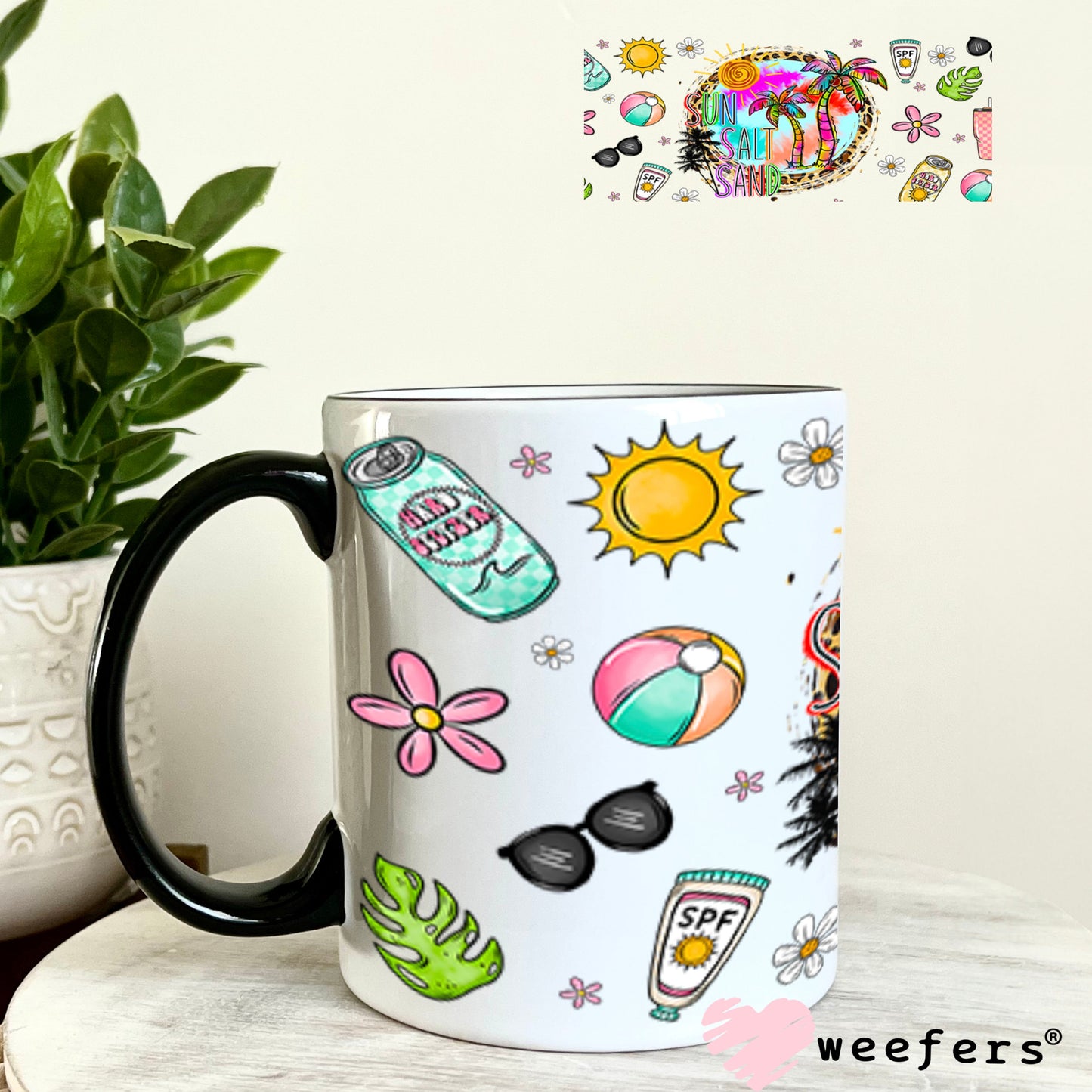Sun Salt Sand UV DTF Cup Wrap- Weefers Exclusive 11oz Coffee Mug Cup Wrap Weefers