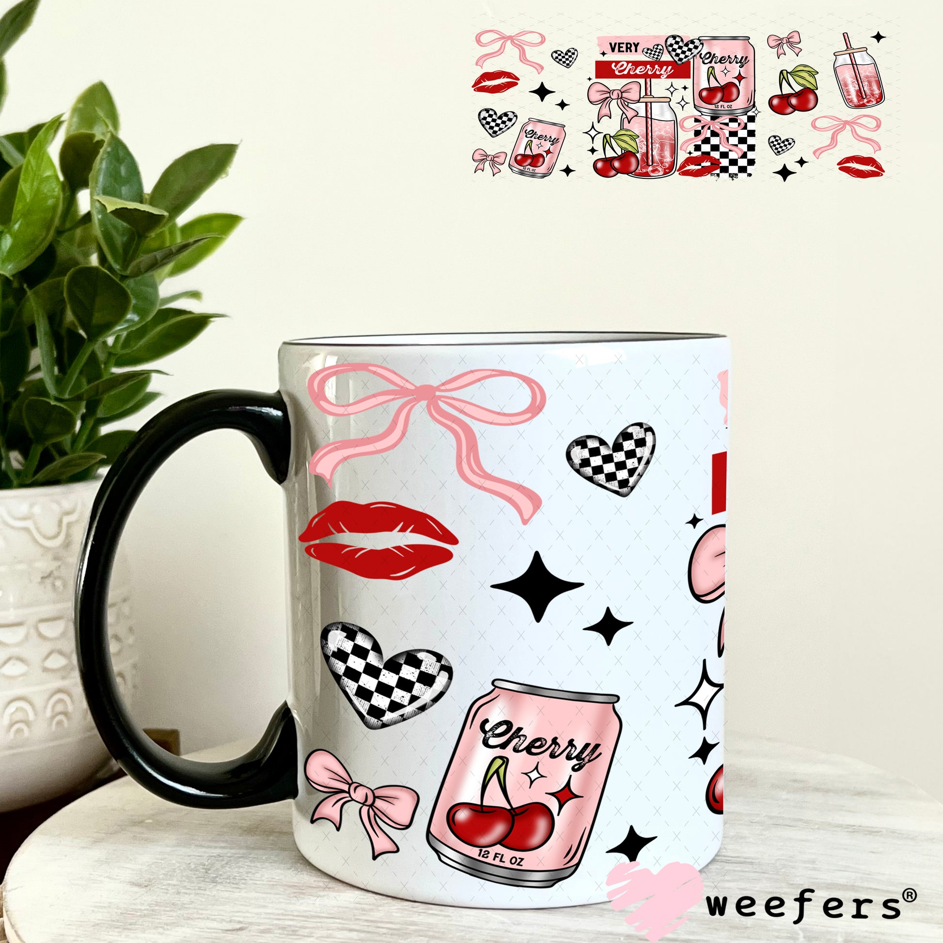 Very Cherry UV DTF Cup Wrap 11oz Coffee Mug Weefers