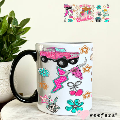 Honky Tonk Barbie UV DTF Cup Wrap - Weefers Exclusive Wrap 11oz Coffee Mug Cup Wrap Weefers