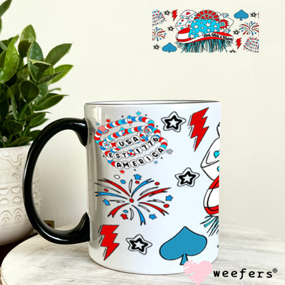 Red White Western UV DTF Cup Wrap - Weefers Exclusive Wrap 11oz Coffee Mug Cup Wrap Weefers