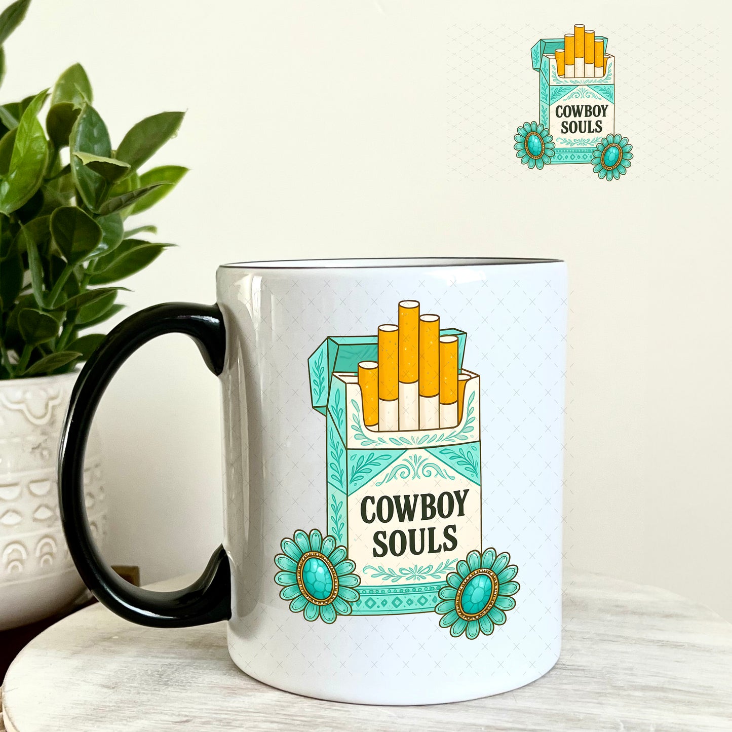 Cowboy Souls UV DTF Decal 11oz Coffee Mug Weefers