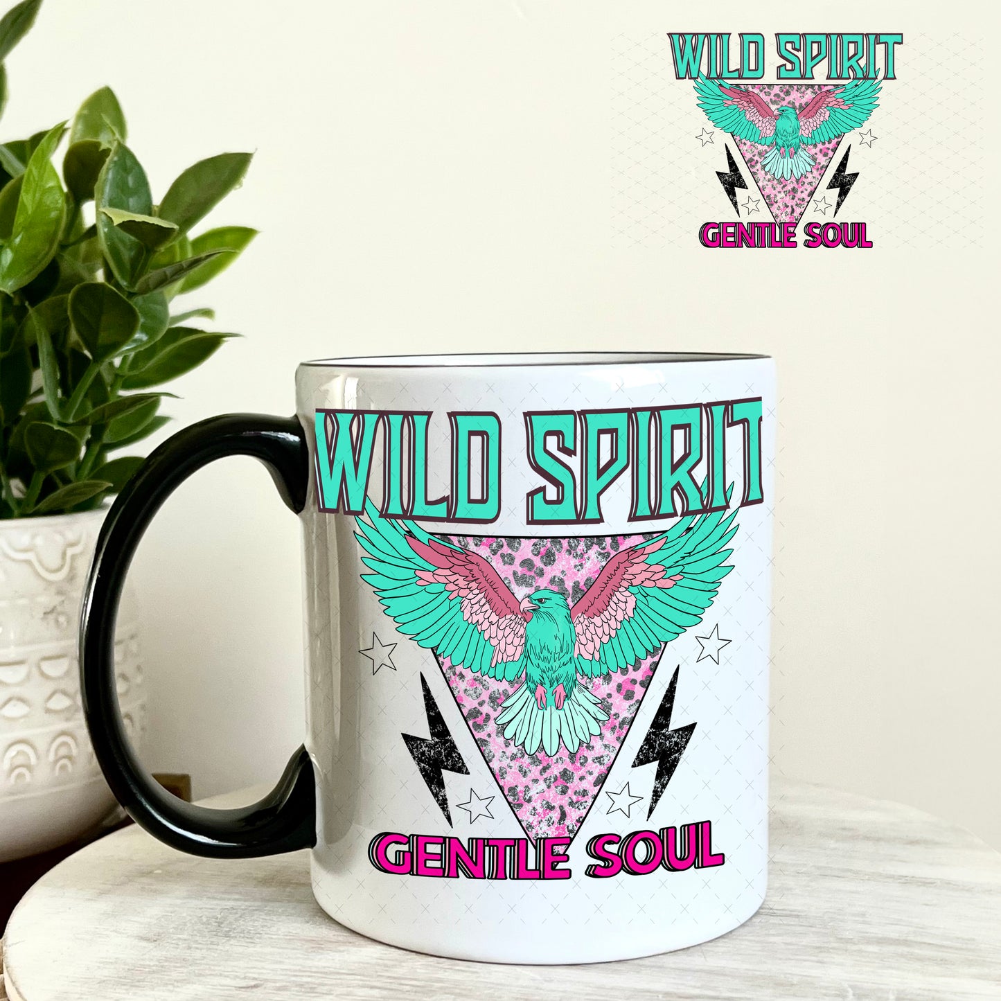 Wild Spirit Gentle Soul UV DTF Decal 11oz Coffee Mug Weefers