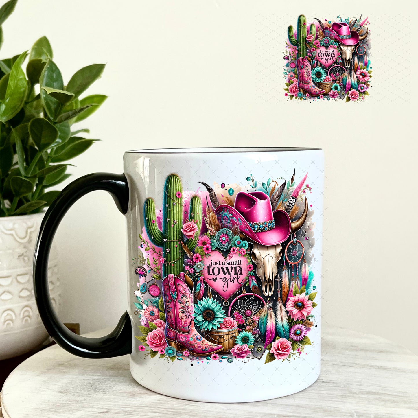 Just a Small Town Girl UV DTF Decal 11oz Coffee Mug Weefers
