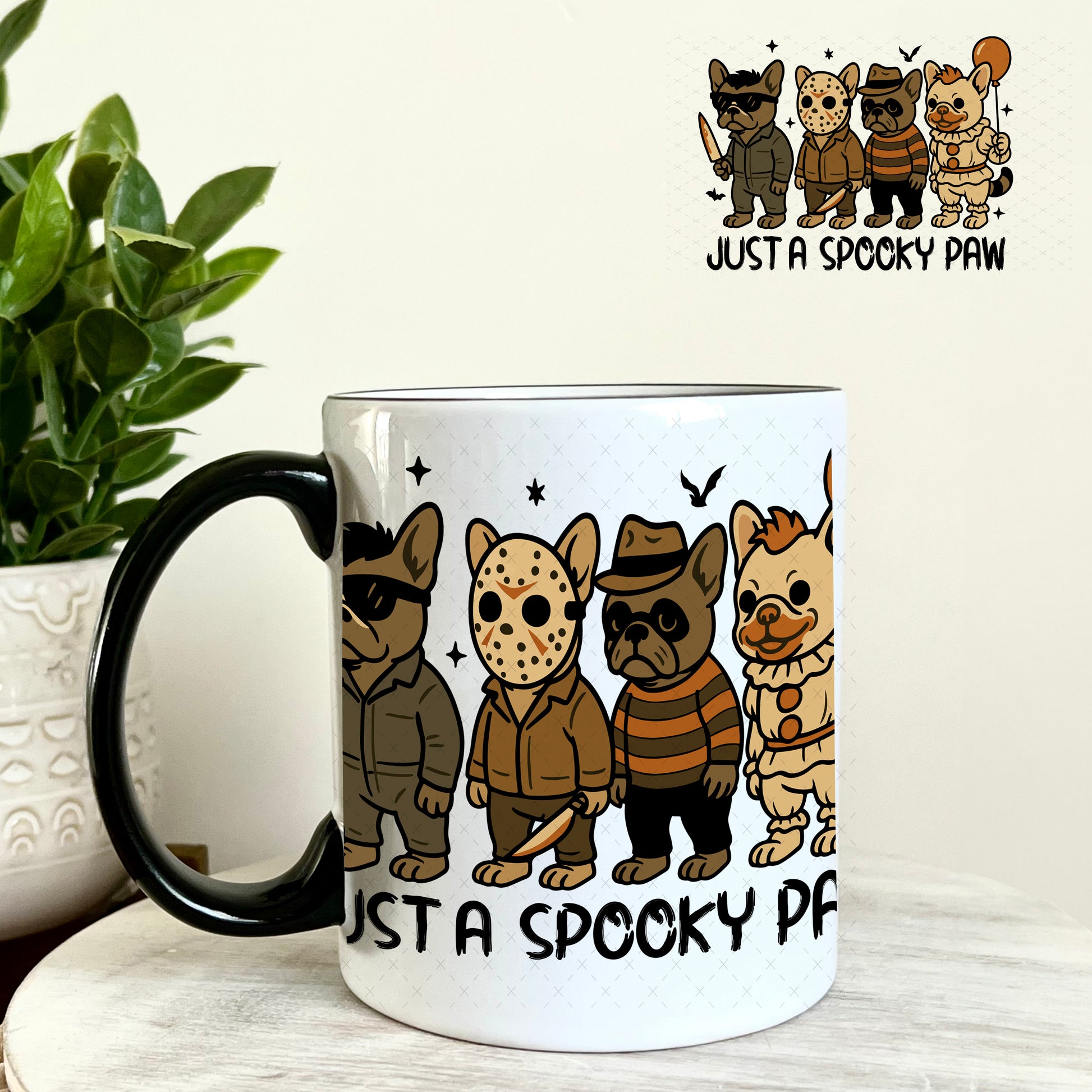 Just a Spooky Paw Halloween UV DTF Decal 11oz Coffee Mug Weefers
