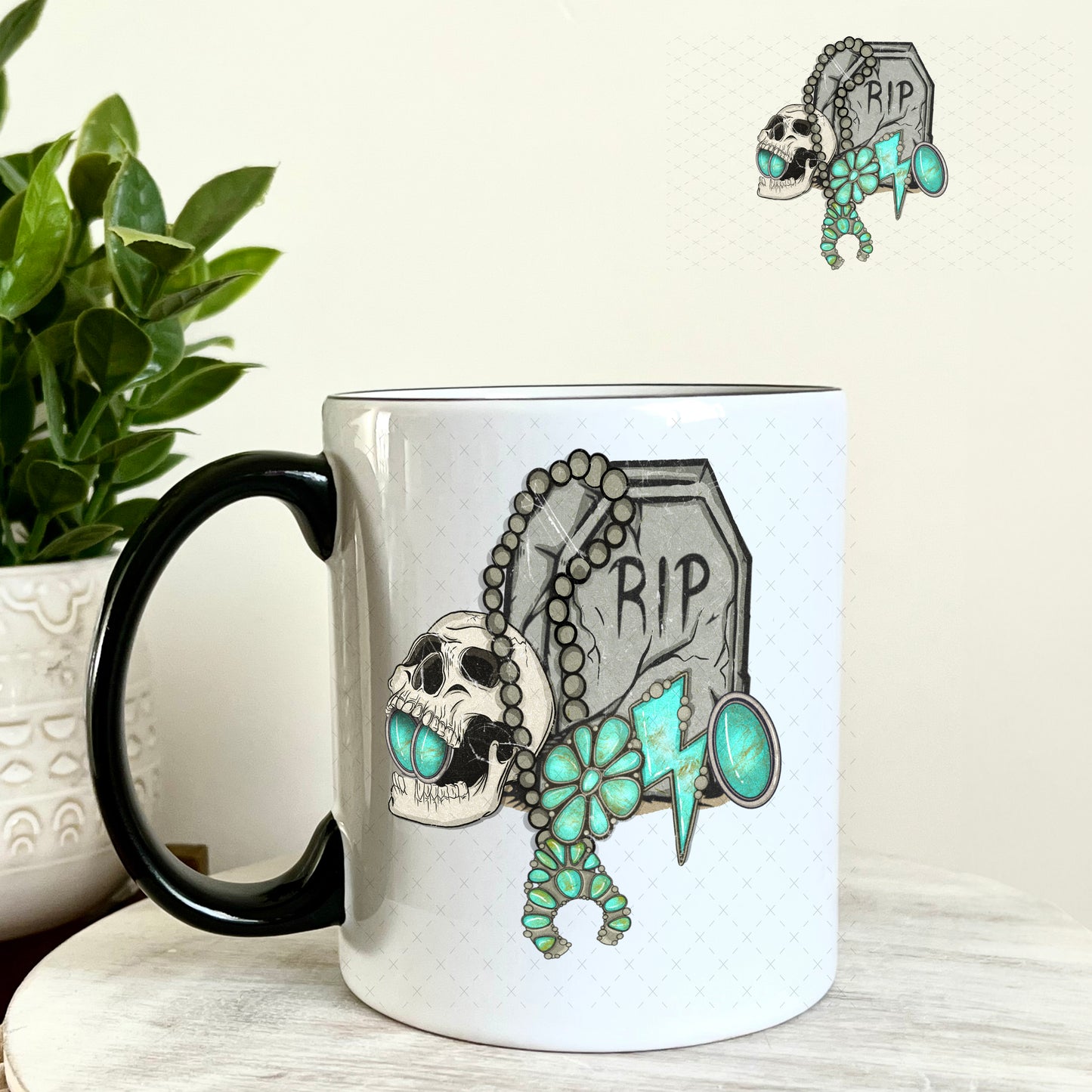 RIP Turquoise UV DTF Decal 11oz Coffee Mug Weefers