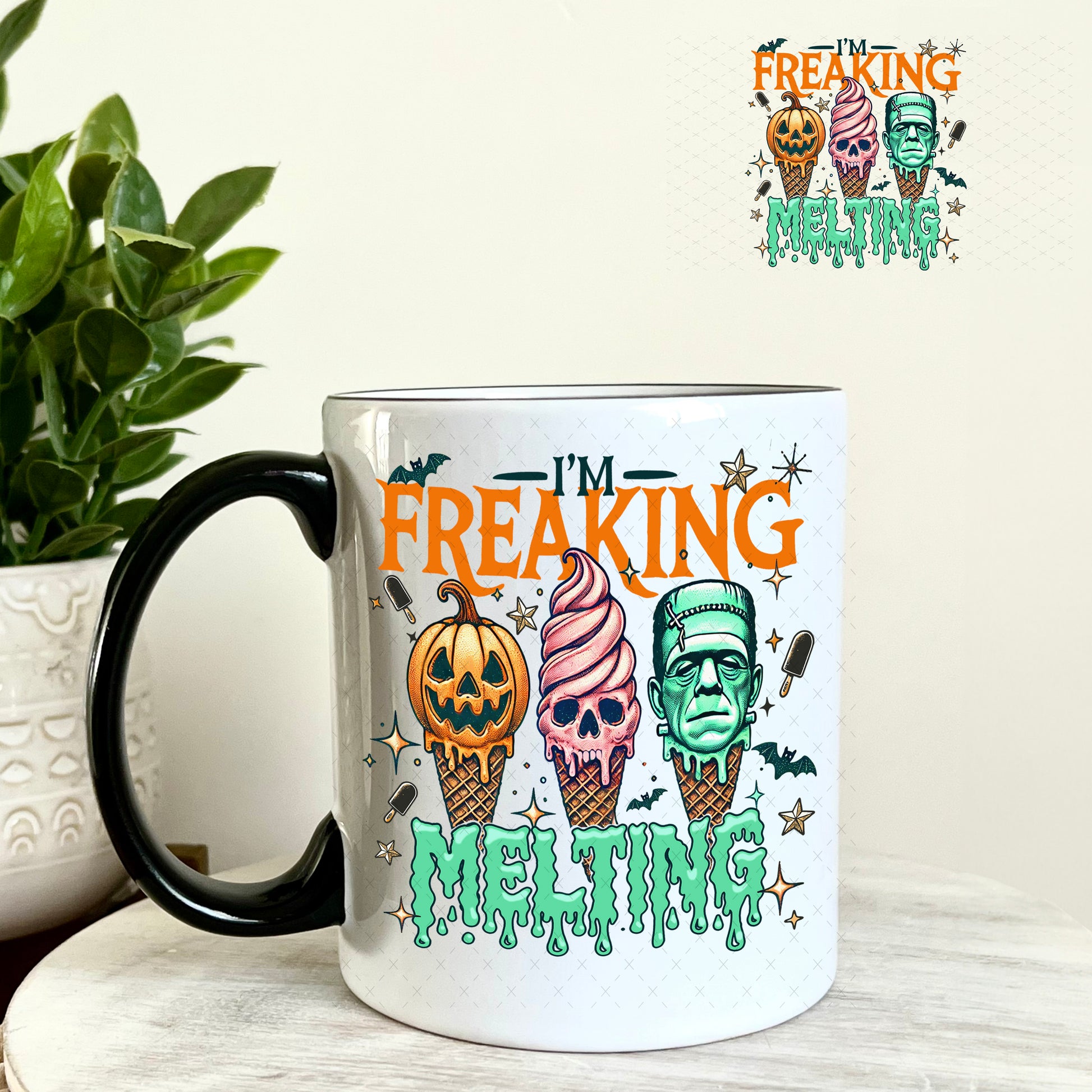 I'm Freaking melting Halloween UV DTF Decal 11oz Coffee Mug Weefers