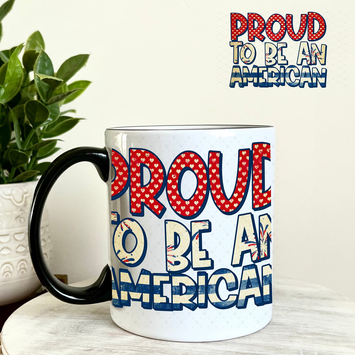 Proud to Be an American UV DTF Decal 11oz Coffee Mug Weefers