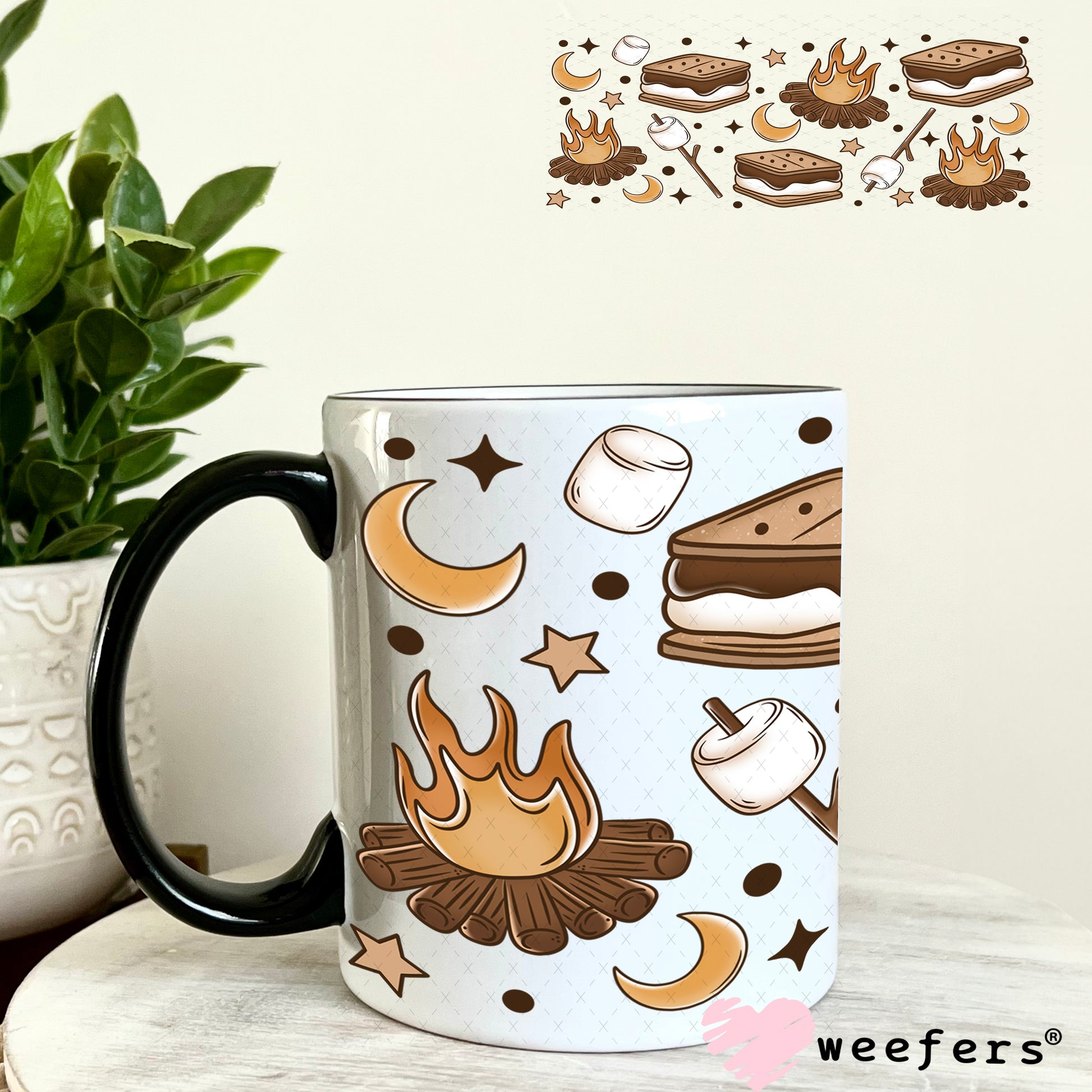 Smores and Camp Fires UV DTF Cup Wrap 11oz Coffee Mug Weefers